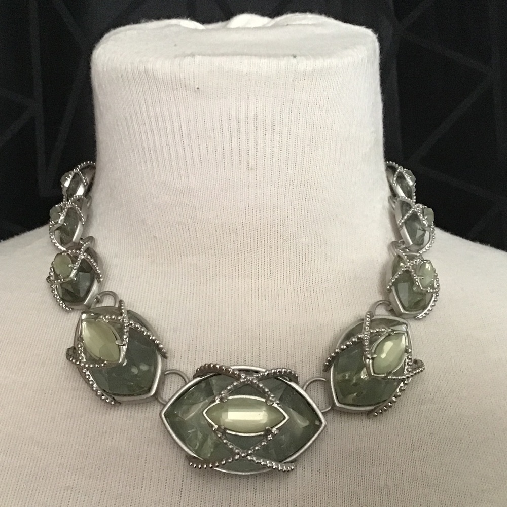 NWT Lia Sophia  Statement necklace, silvertone metal with crystal accents